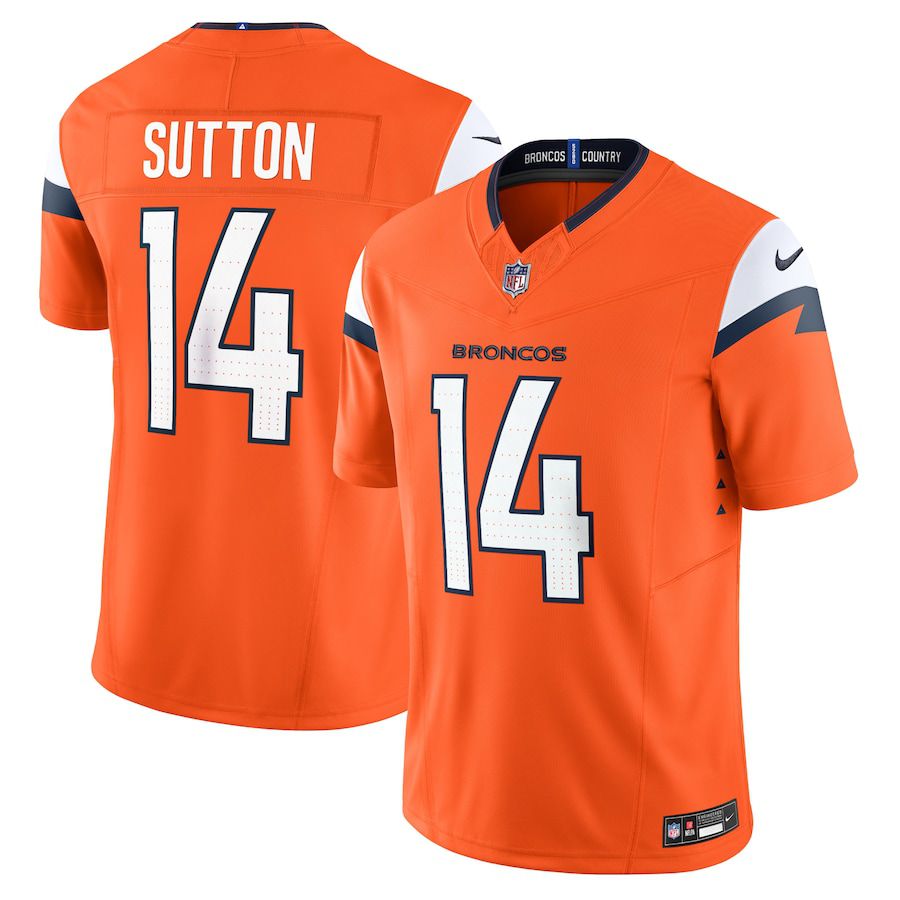 Men Denver Broncos 14 Courtland Sutton Nike Orange Vapor F.U.S.E. Limited NFL Jersey